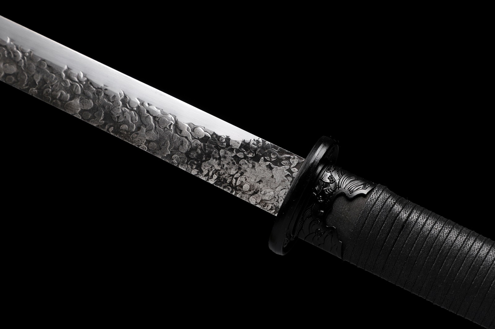 Full Tang 9260 Spring Steel Black Dragon Ninja Sword Japanese Straight Ninjato