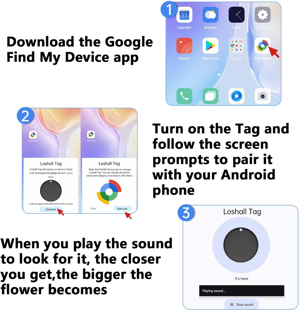 Bluetooth Tracker Android - 2 Pack, Item Finders Locators Work with Google Find