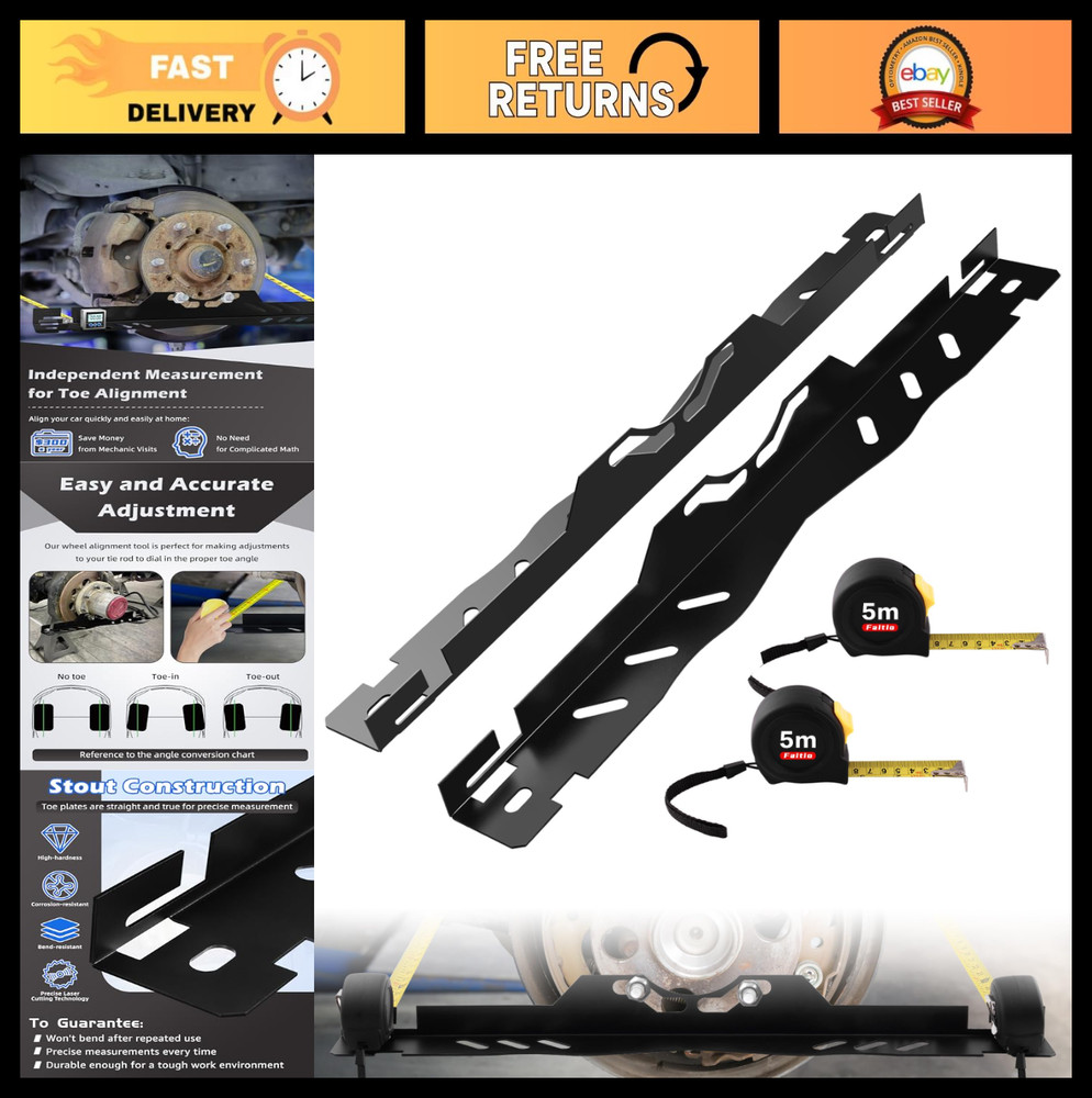 2Pcs Wheel Alignment Tool Kit, Toe Alignment Plates & 5m Tape Measures, DIY Car