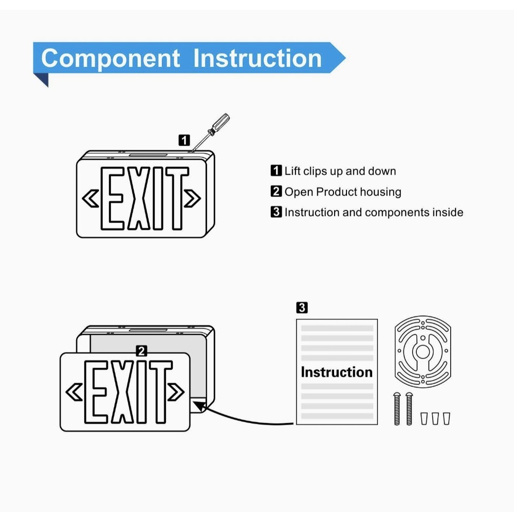 4 Pack Double Sided Exit Signs, Green LED Lights with Battery Backup Combo