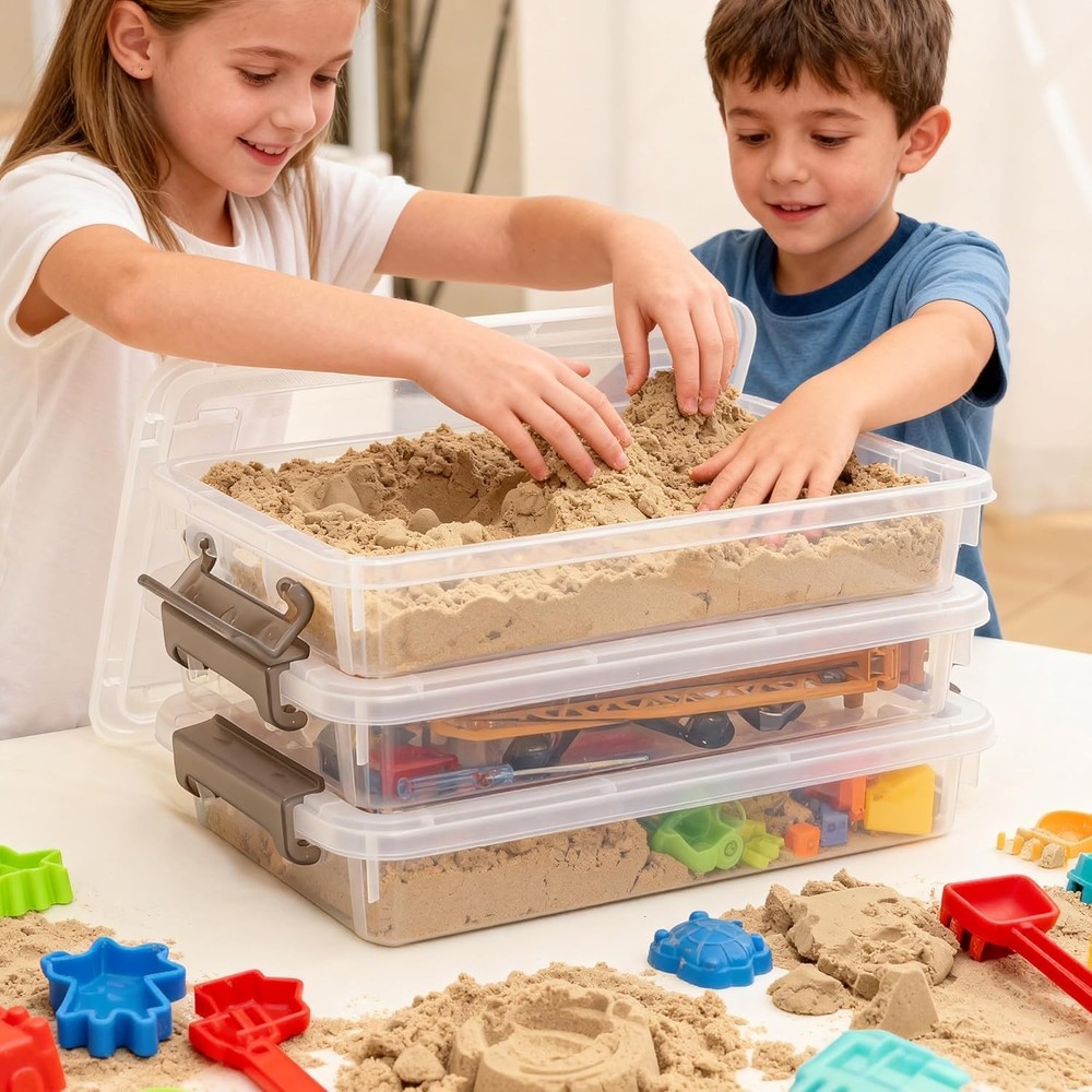 Citylife 3-Piece Stackable Clear Storage Bins for Office & Home