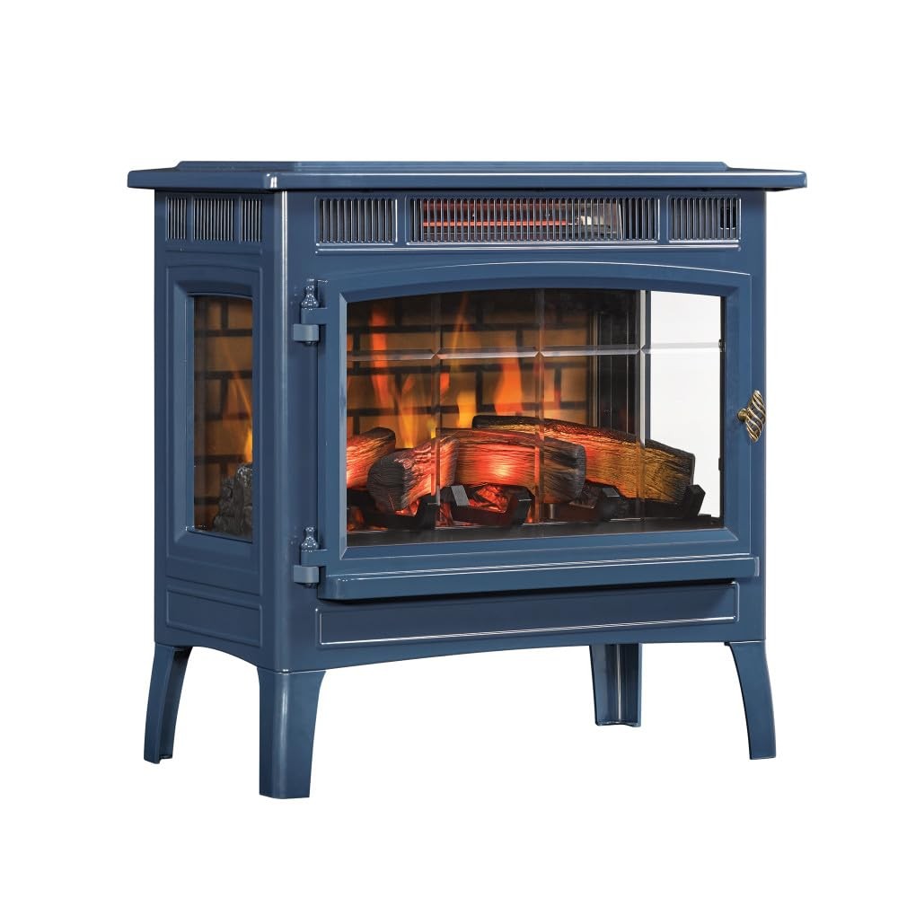 3d Flame Effect Electric Fireplace Heater 1000 Sq Ft Navy Blue