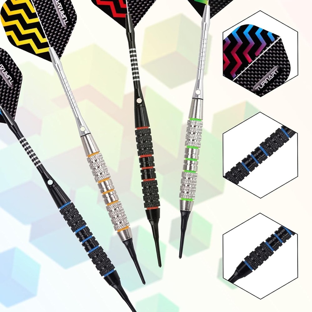 Turnart Darts Plastic Tip - Professional Soft Tip Darts Set for Electronic Dartb
