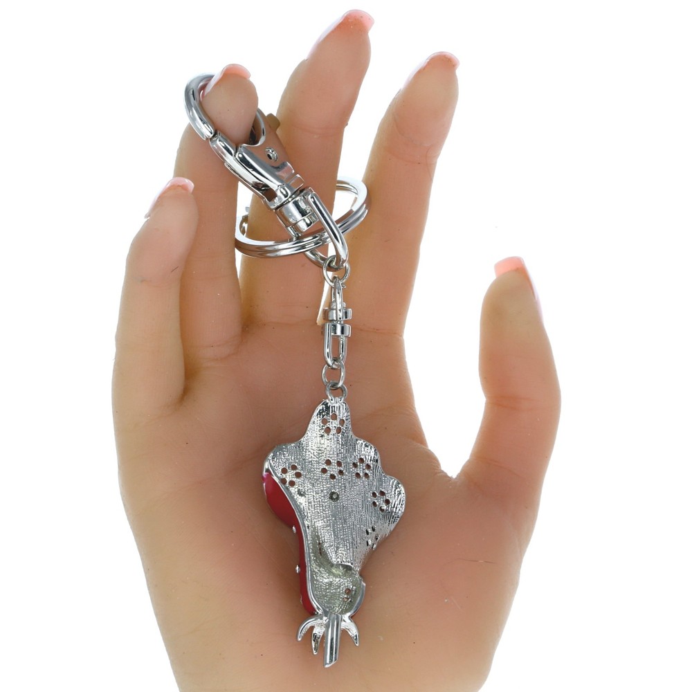 Red Rose Enamel Rhinestone Charm Keychain Keyring