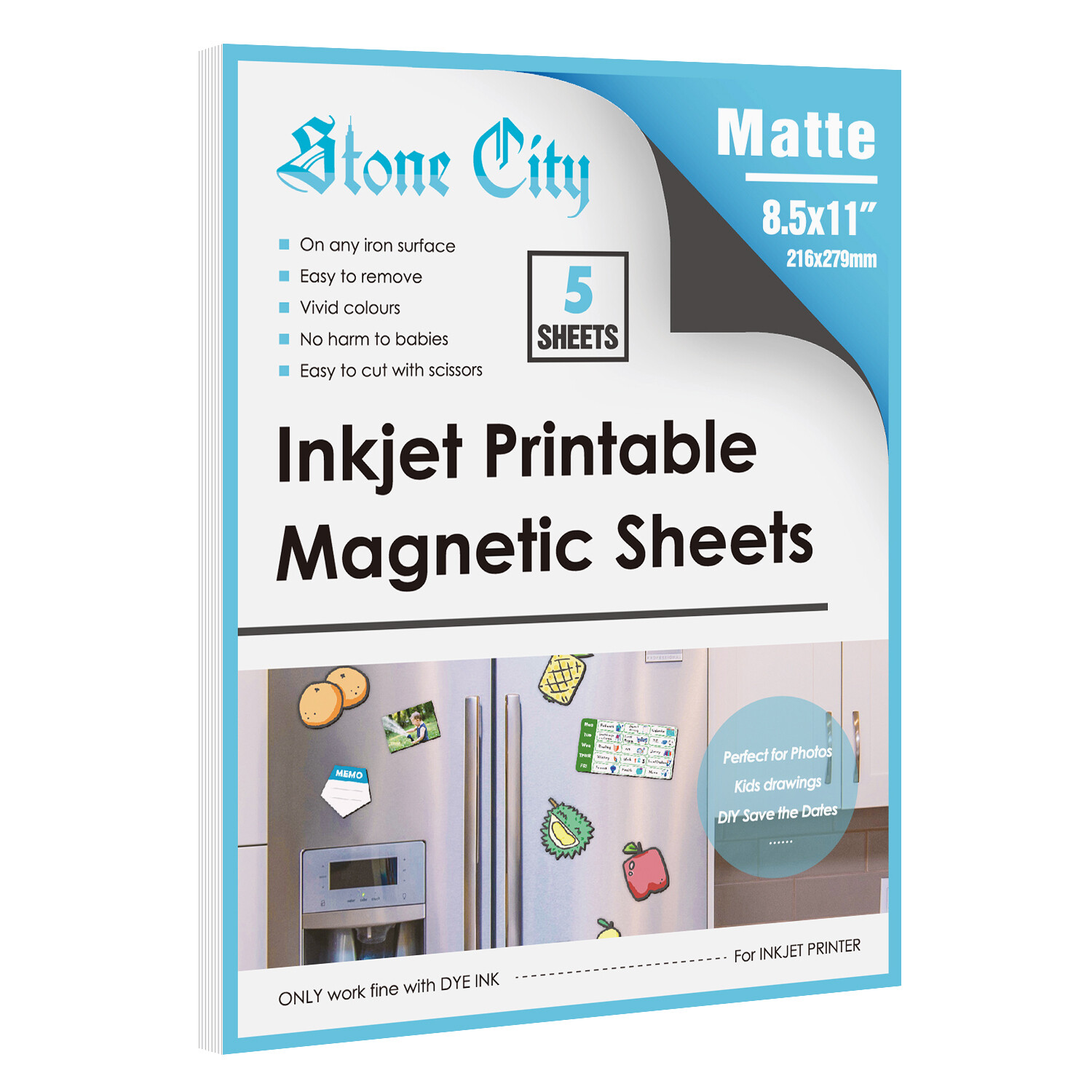 Printable Magnet Sheets Magnetic Photo Paper 8.5x11 Matte Inkjet Laser Cricut 5P