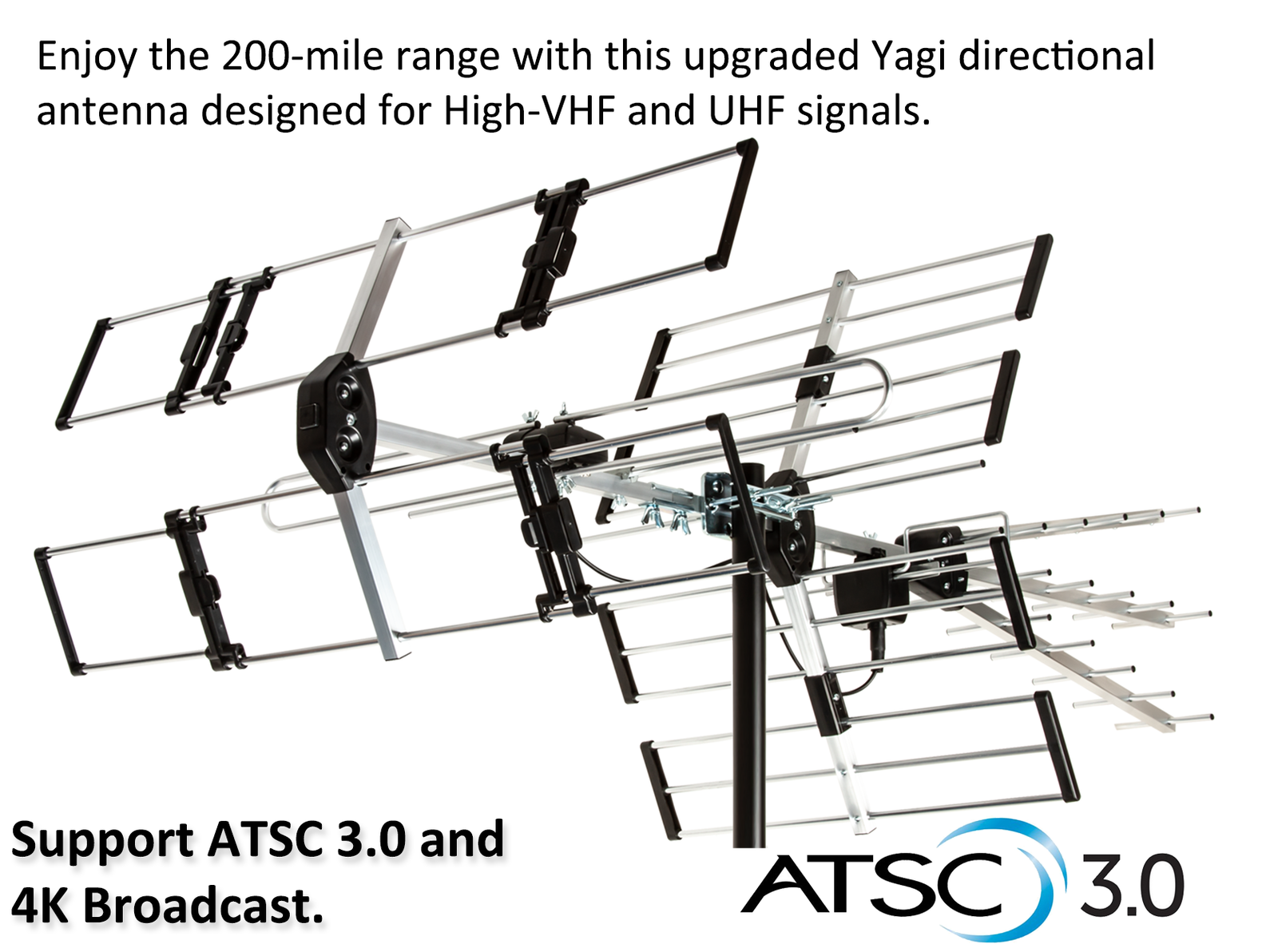2024 Yagi 24 Elements Outdoor Antenna Long Range 4K ATSC 3 UHF VHF Clear Signal