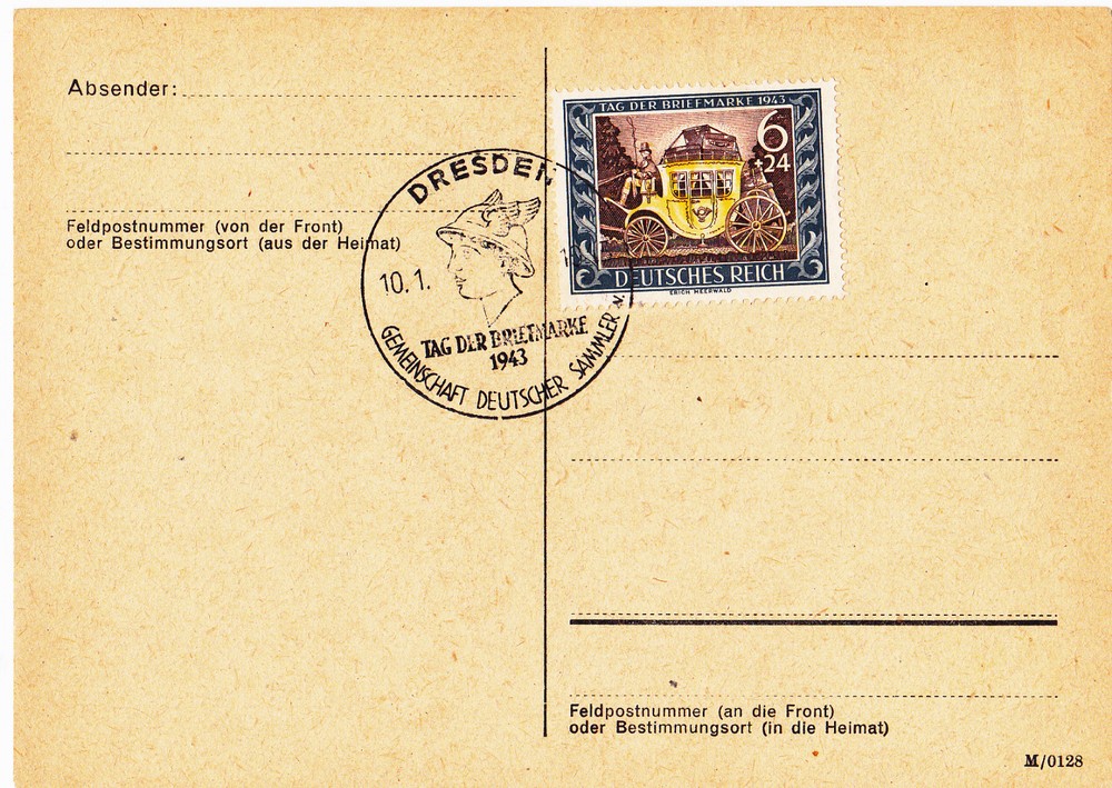 Germany:1943.Feldpost - single paper type postcard .