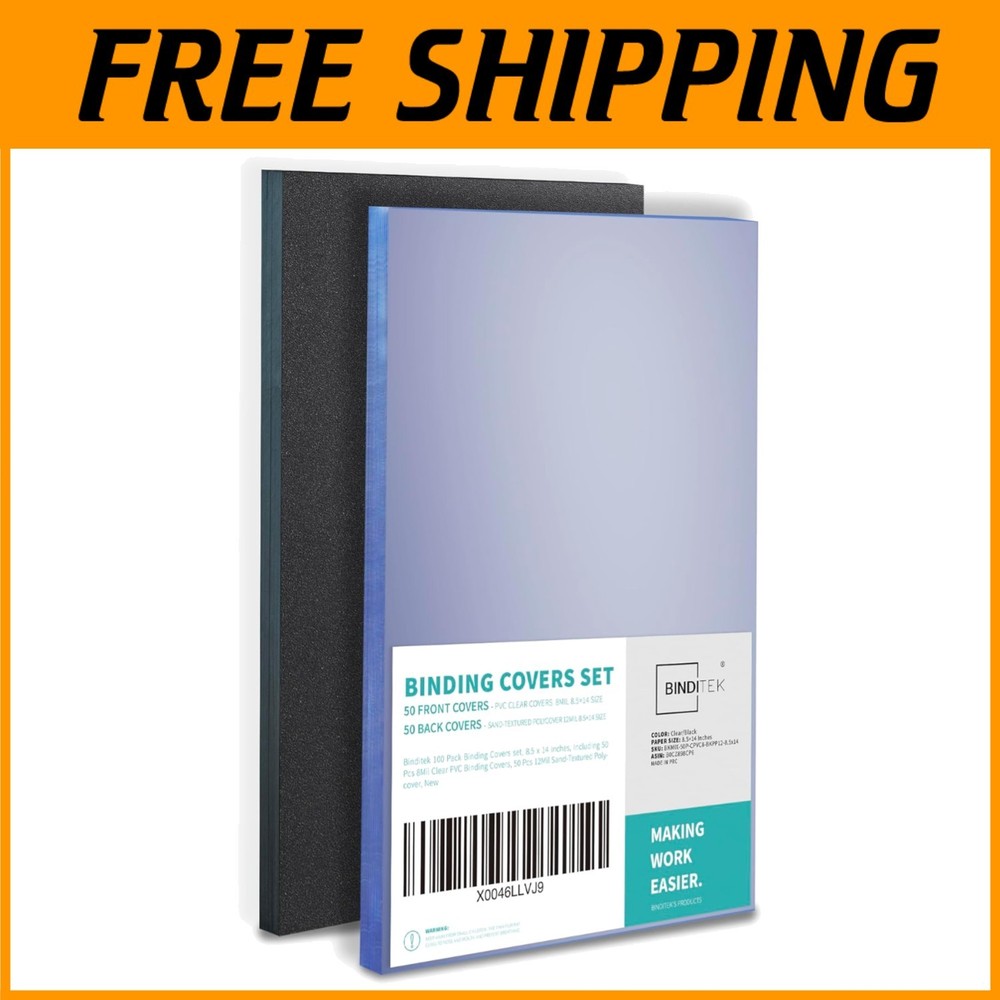 100 Pack Binding Covers and Backs Set, 8.5 x 14 In