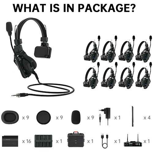 Hollyland Solidcom C1-HUB8S Full-Duplex Wireless DECT Intercom System with 9 Hea