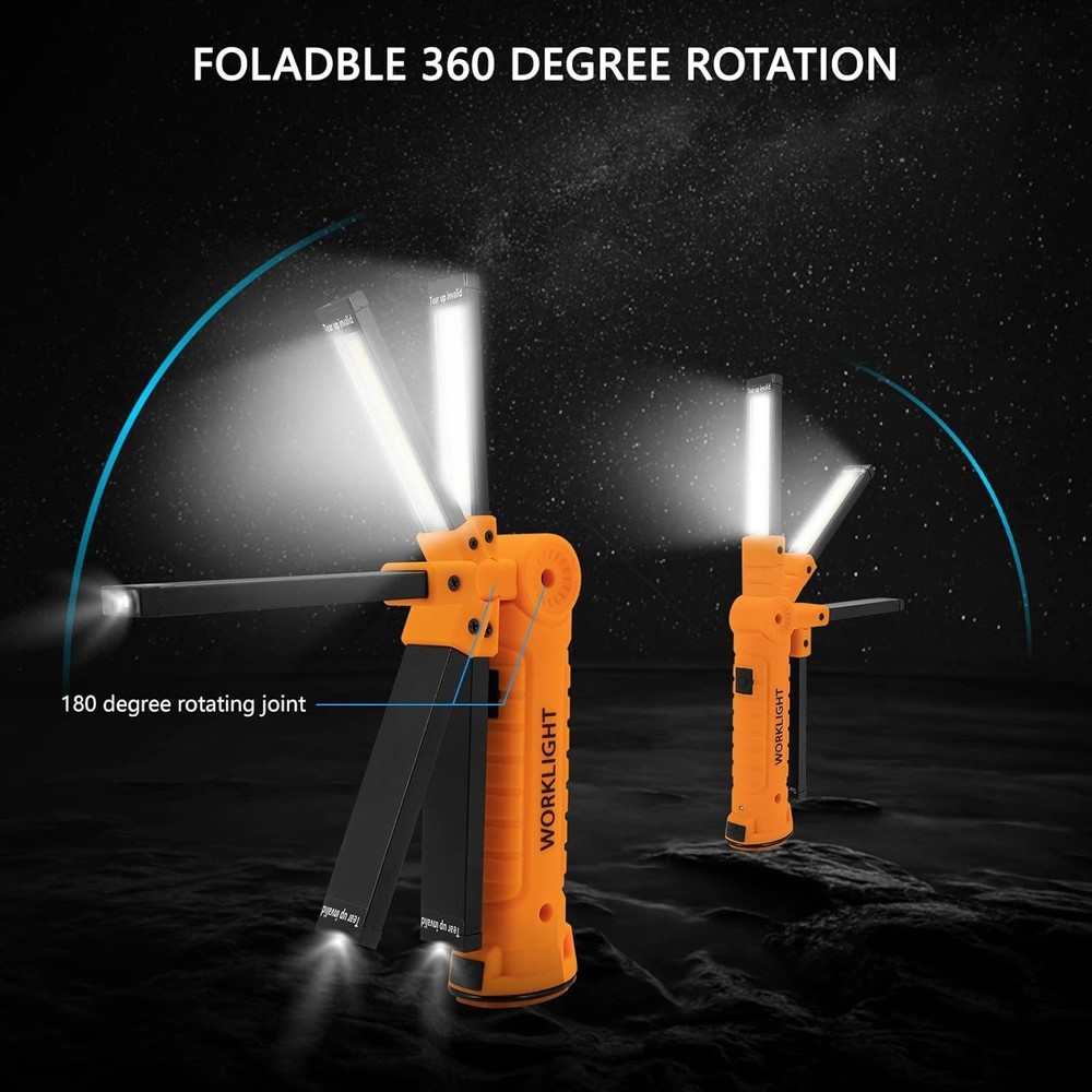 Durable Rechargeable Work Lights with Magnetic Base - 5 Modes for All Needs