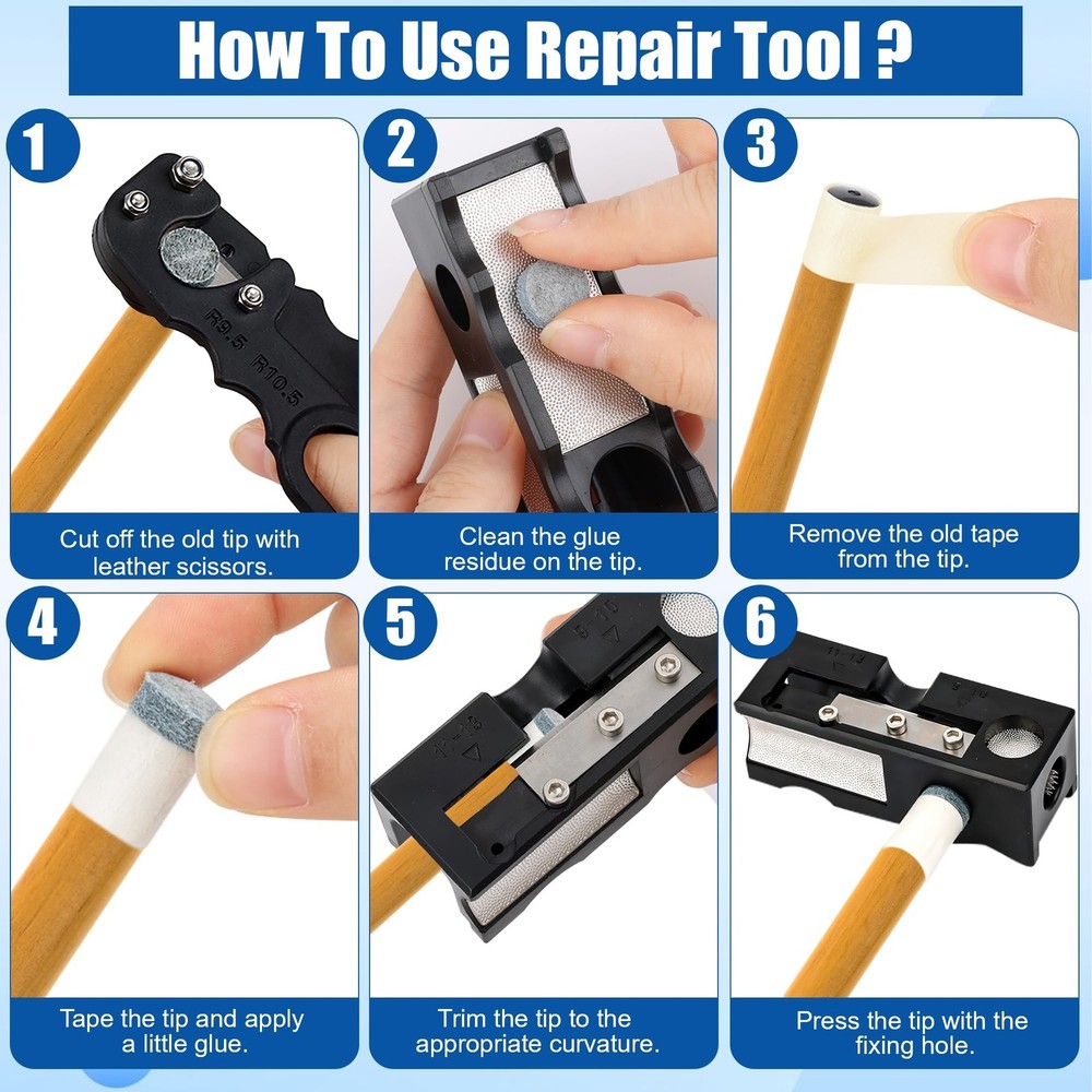 Billiards Pool cue Tips Replacement kit, Professional Billiards Accessory for...