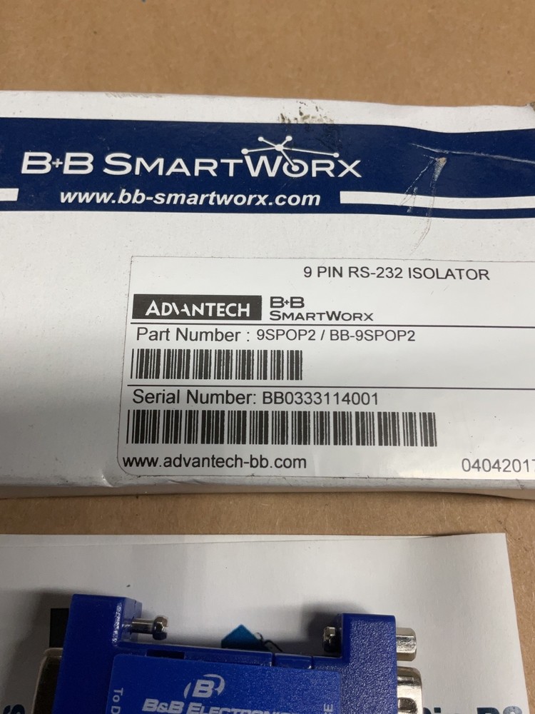 B&B ELECTRONICS RS-232 Isolator 9SPOP2/BB-9SPOP2 #4018X110