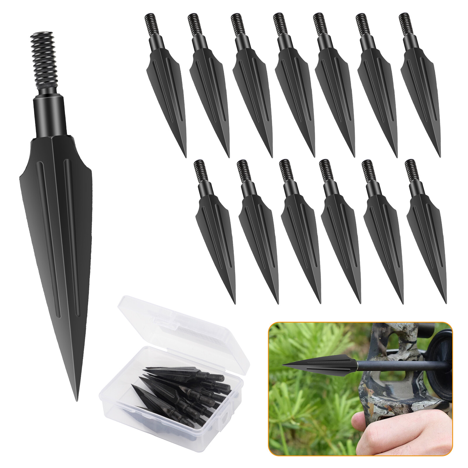 12 pcs Classical Tradition Broadheads, 125 Grain Hunting Compound Bow Arrow Tips