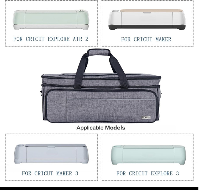 Double Layer Case with Mat Pocket for Cricut Maker 3/Explore 3, Grey, Bag Only