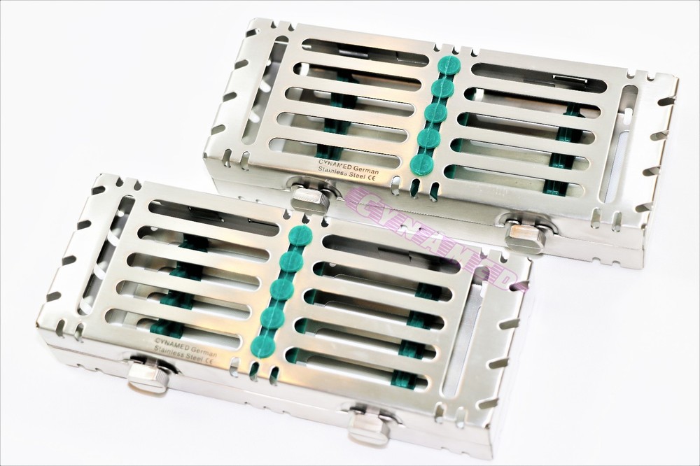 2 STERILIZATION CASSETTE DOUBLE BUTTON DETACHABLE FOR 5 INSTRUMENTS GERMAN GRADE
