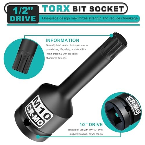 1/2" Drive M10 XZN Bit Socket, Triple Square Spline Bit Socket, 1/2" M10 Deep