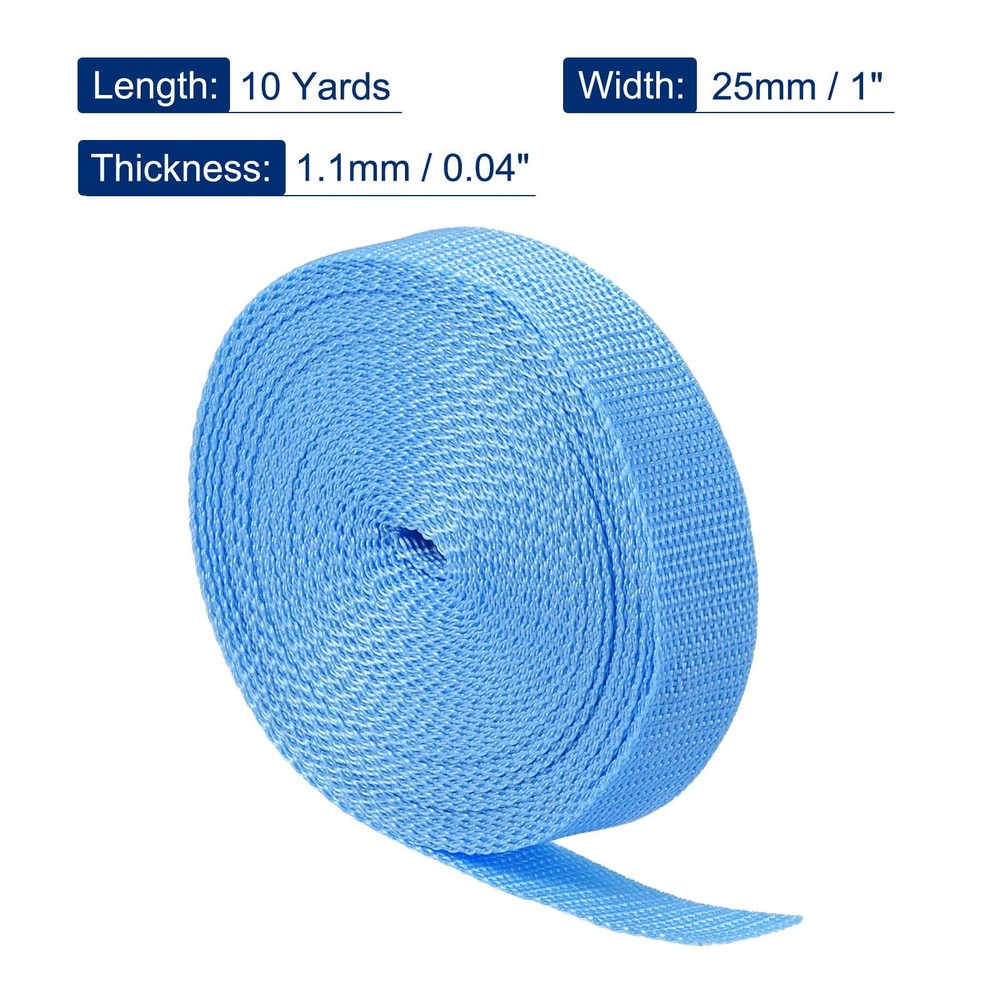 Lightweight Polypropylene Webbing Strap 1" 10 Yards Light Blue Strapping