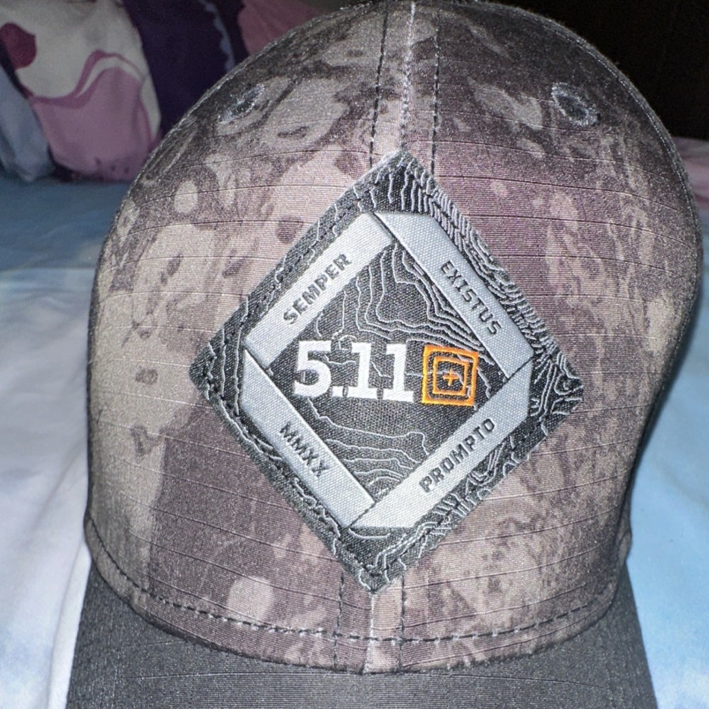 5.11 Tactical Ball Cap Black Gray Brush Pattern One Size Adjustable