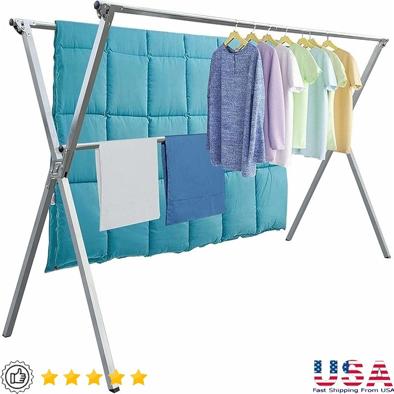 Stainless Steel Foldable Clothes Drying Rack Multi-Functional Indoor Outdoor Use