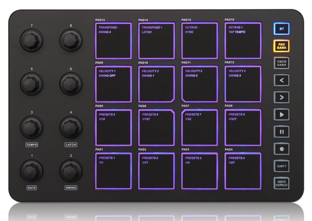 Wireless MIDI Controller Pads, Bluetooth - Black