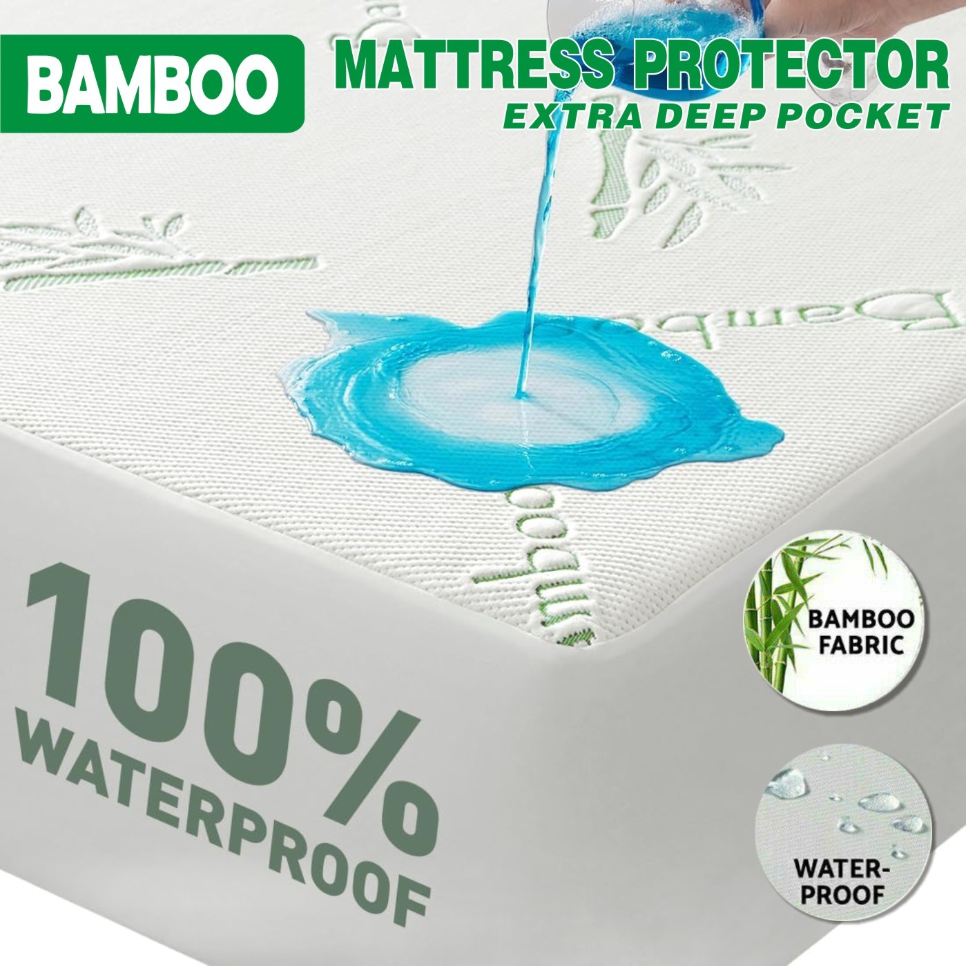 Bamboo Mattress Protector Extra Deep Pocket Breathable Waterproof Mattress Cover