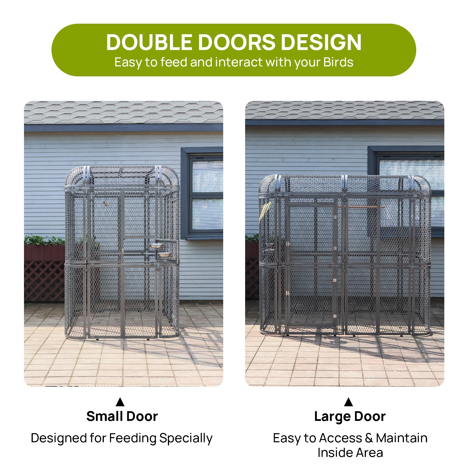 Large Walk-in Bird Cage Aviary for Parrot Macaw Finch Outdoor Metal Enclosure