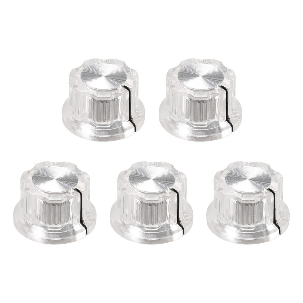 5pcs 6.4mm Shaft Hole Potentiometer Volume Control Rotary Knobs Clear