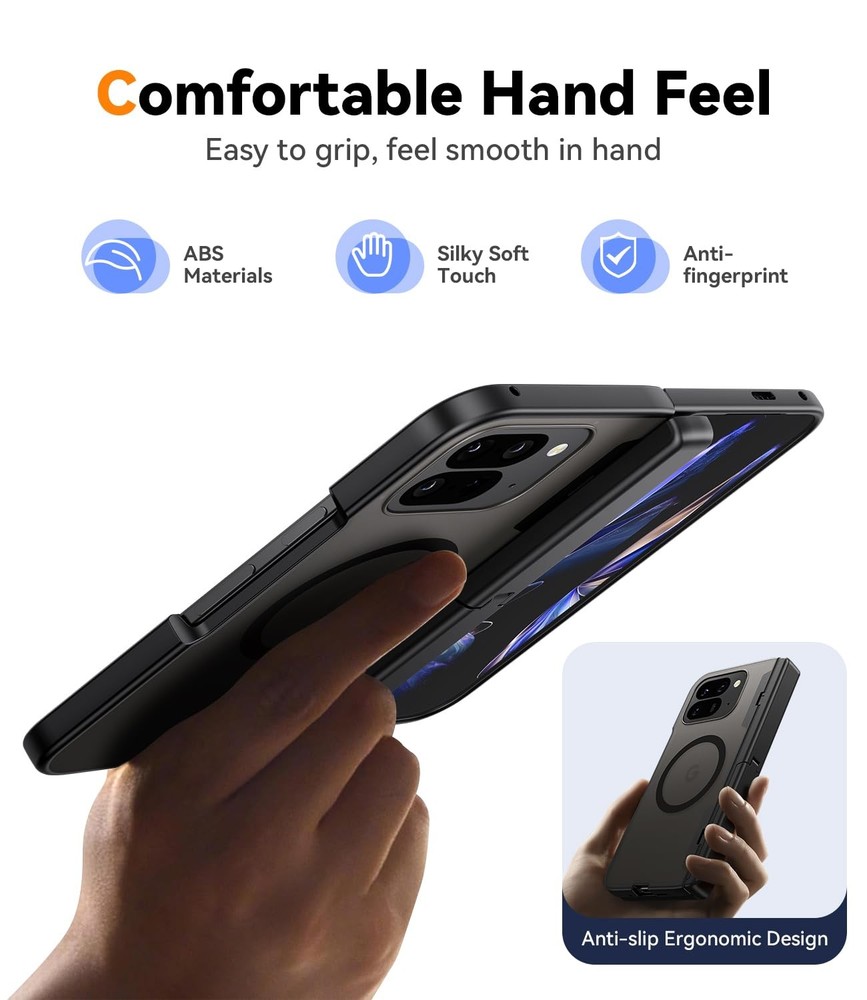 JUESHITUO Pixel 10 Pro Fold Rugged Case Screen Protector Kickstand Black
