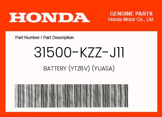 Honda Genuine Battery (Ytz8V) (Yuasa) - 31500-Kzz-J11