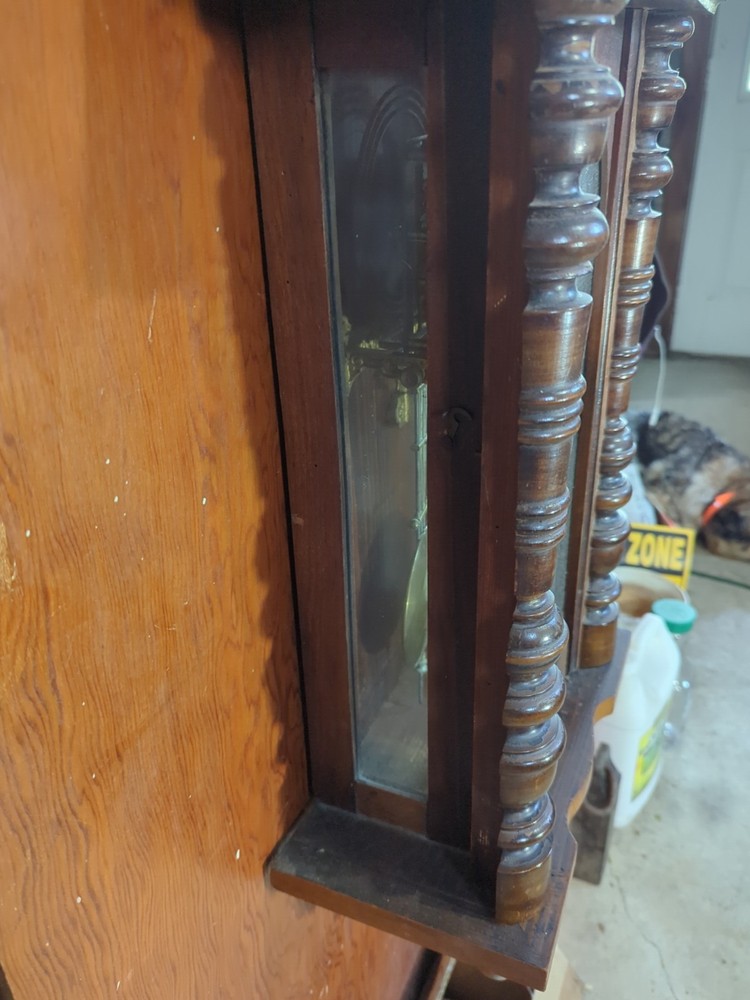 Antique German Regulator Wall Clock Early 1900's With Key