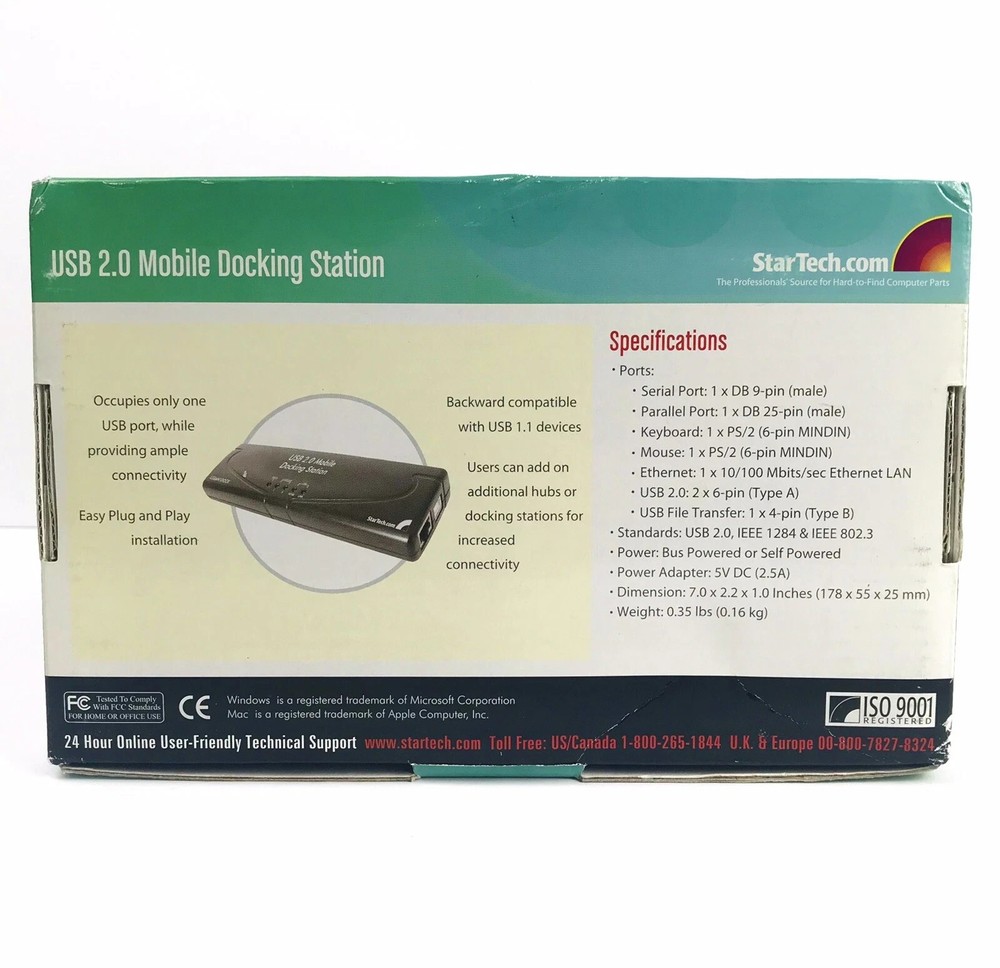 StarTech USB 2.0 Mobile Dock Station Laptop/PC Bkwrd Compat + Accessory Open Box