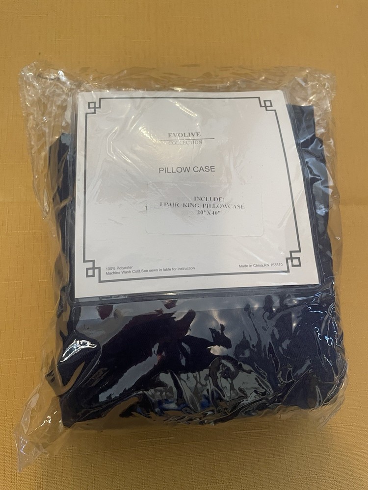 King-Size Pillowcase, 1 Pair, Navy Blue