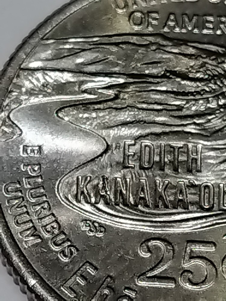 2023 P Edith Kanaka Ole Quarter Die Chip Error Reverse on "A"