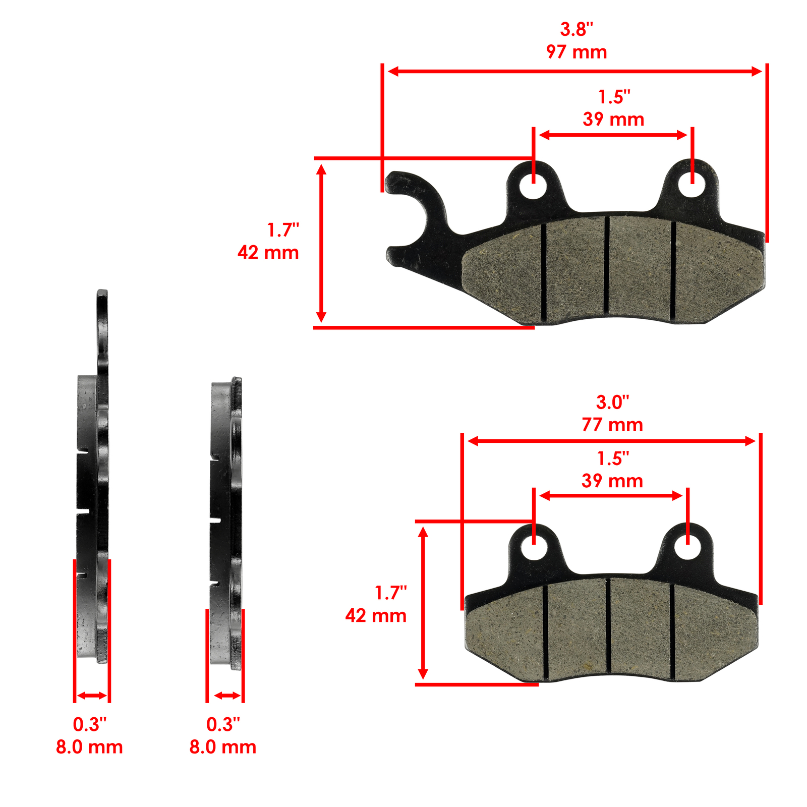 Front And Rear Brake Pads for Yamaha Rhino 660 YXR660F YXR 660F 2004-2007