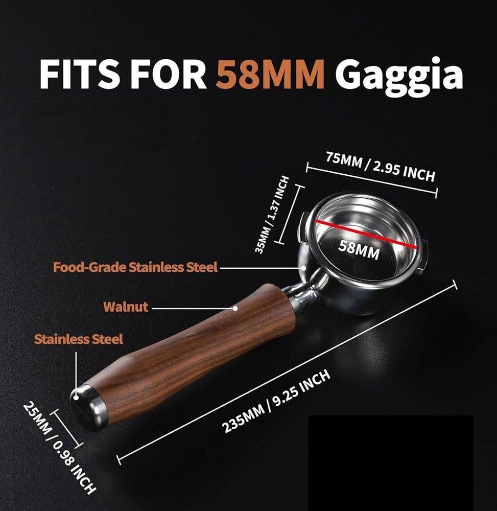Coosigar 58mm Bottomless Portafilter | Walnut Finish