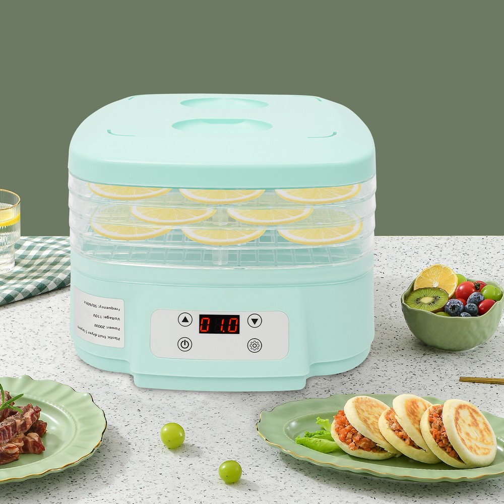 5 Trays Food Dehydrator Machine 200W Adjustable Timer Fruit Drying Machine