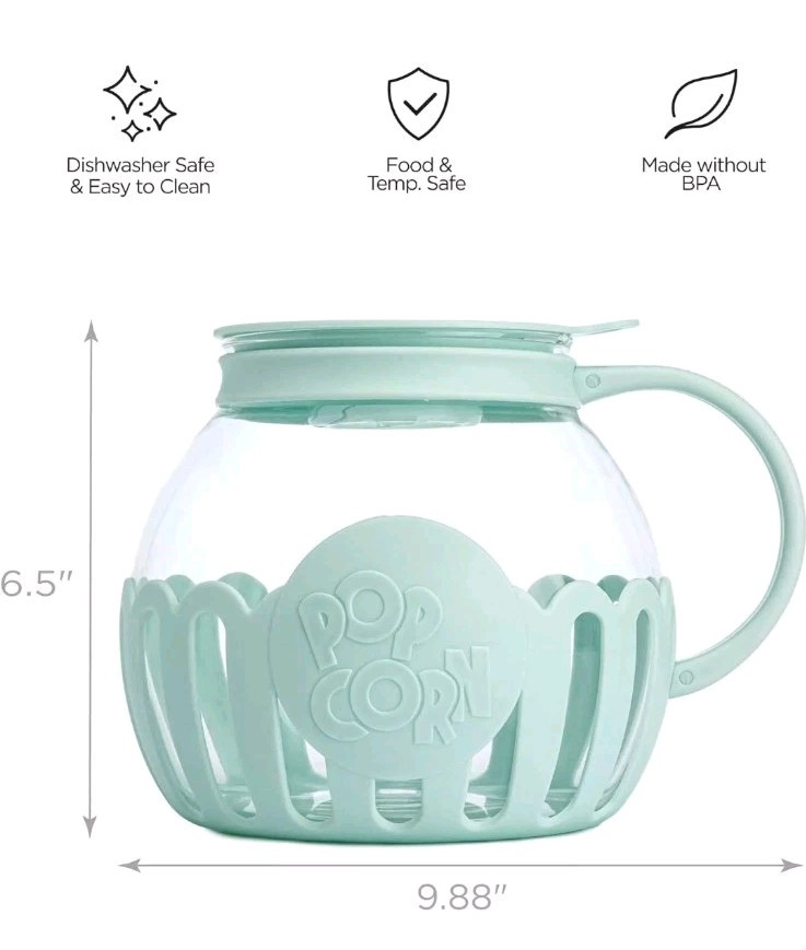 Ecolution Patented Micro-Pop Microwave Popcorn Popper wth Temperature Safe Glass