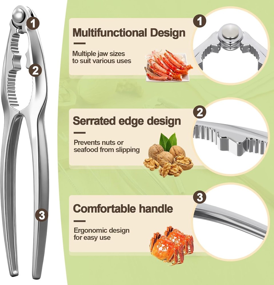12 Pcs Nut Cracker Set, Crab Crackers and Tools Set, Stainless Steel Nutcracker