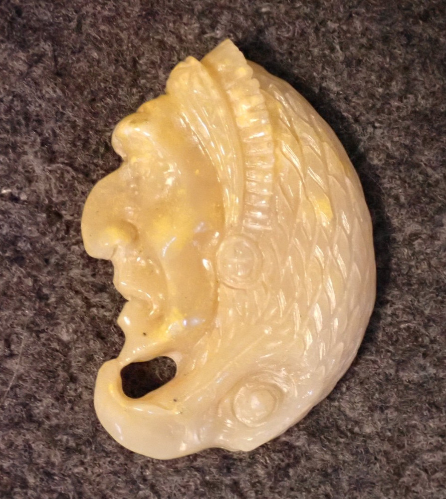 Yellow Jasper Indian Head with Eagle Pendant