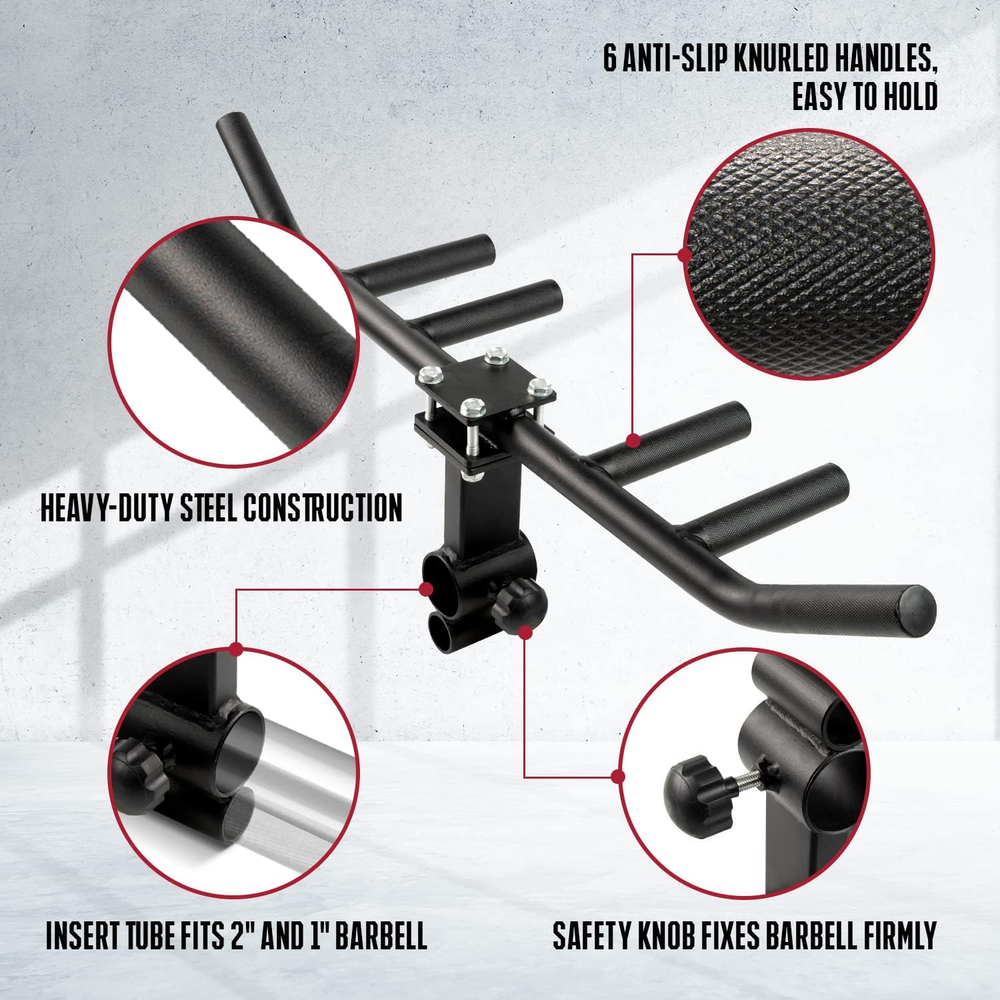 Multi-Grip Rowing Landmine Handle for T Bar & LAT, Fits 1 & 2" Bars