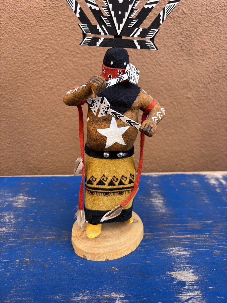 Jicarilla Apache Dancer Kachina Doll Black Red Signed NB q11