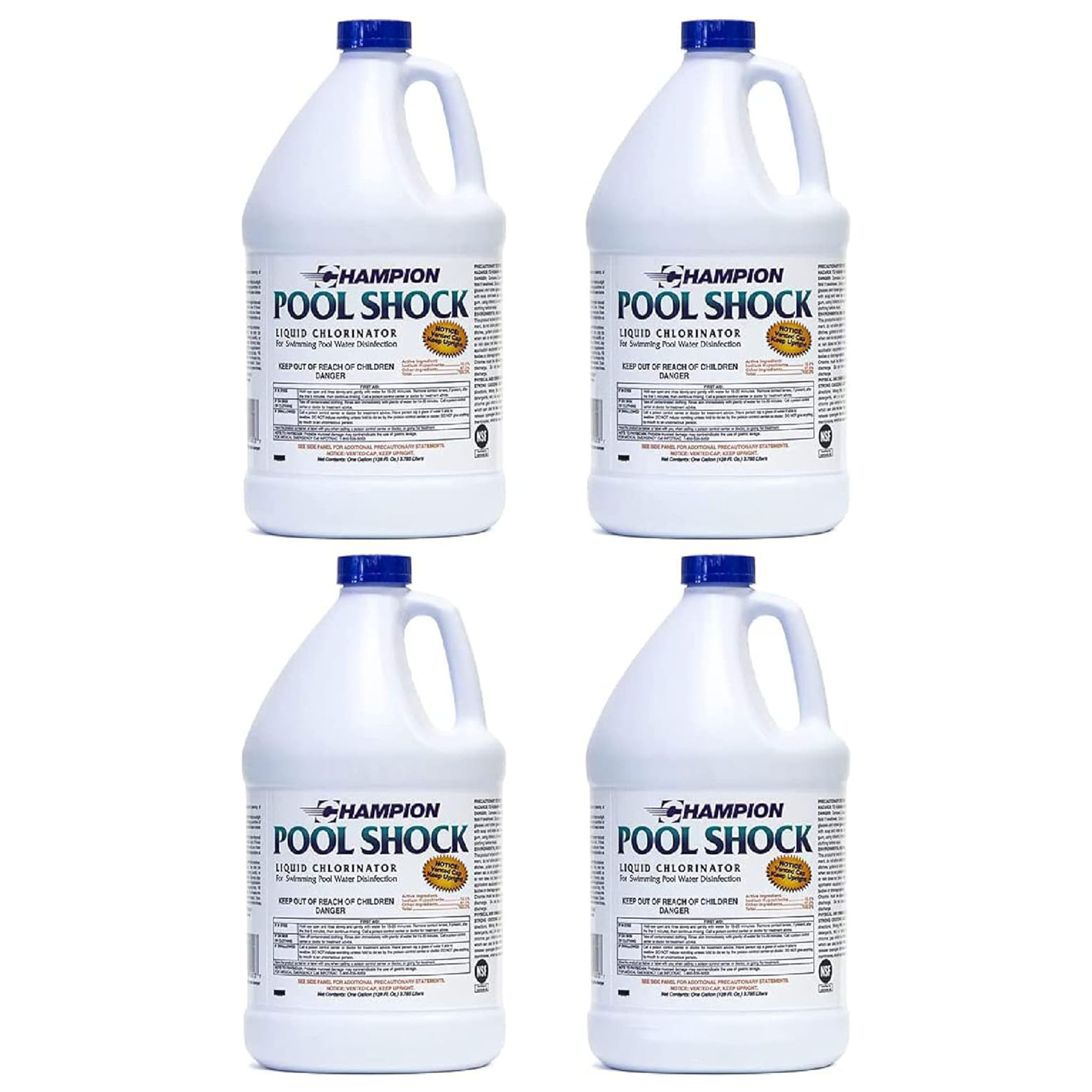 Champion Pool Shock Liquid Chlorinator for Pool Water Disinfection (4 Pack)