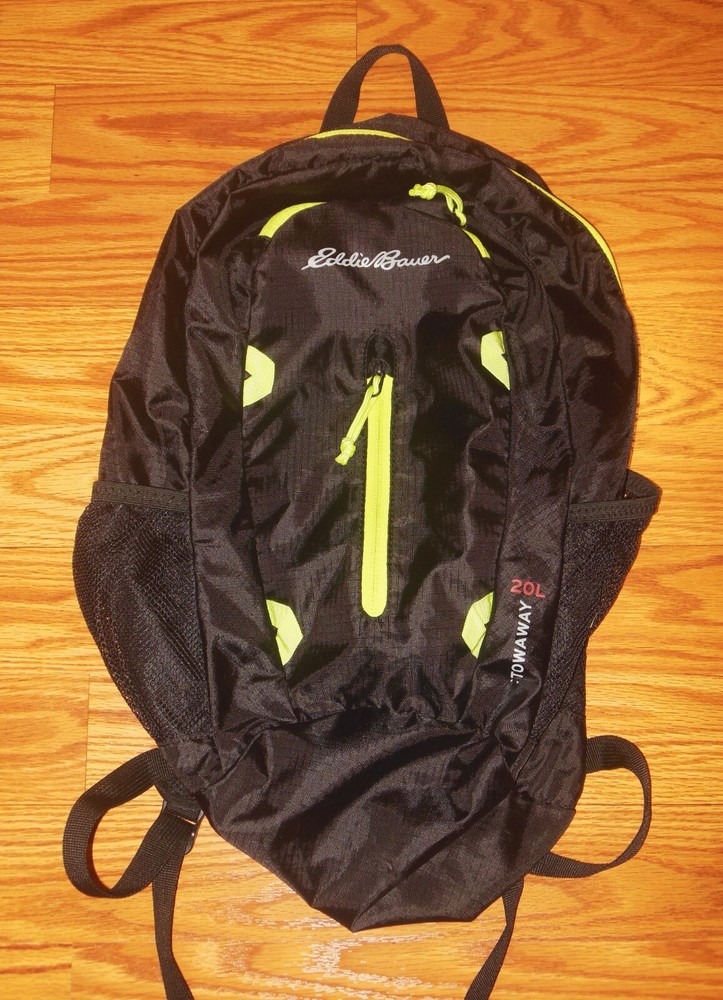 EDDIE BAUER LIGHTWEIGHT STOWAWAY BLACK BACKPACK