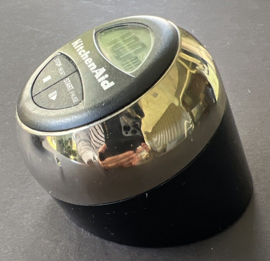 Kitchen Aid Digital Timer Black & Chrome Rotating Spin to Set Cooks Series