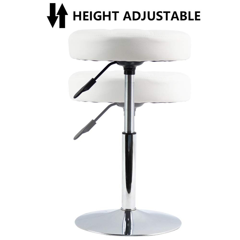 Adjustable Swivel Barstool, White, PU Leather, 32cm Diameter, 220lbs Maximum ...
