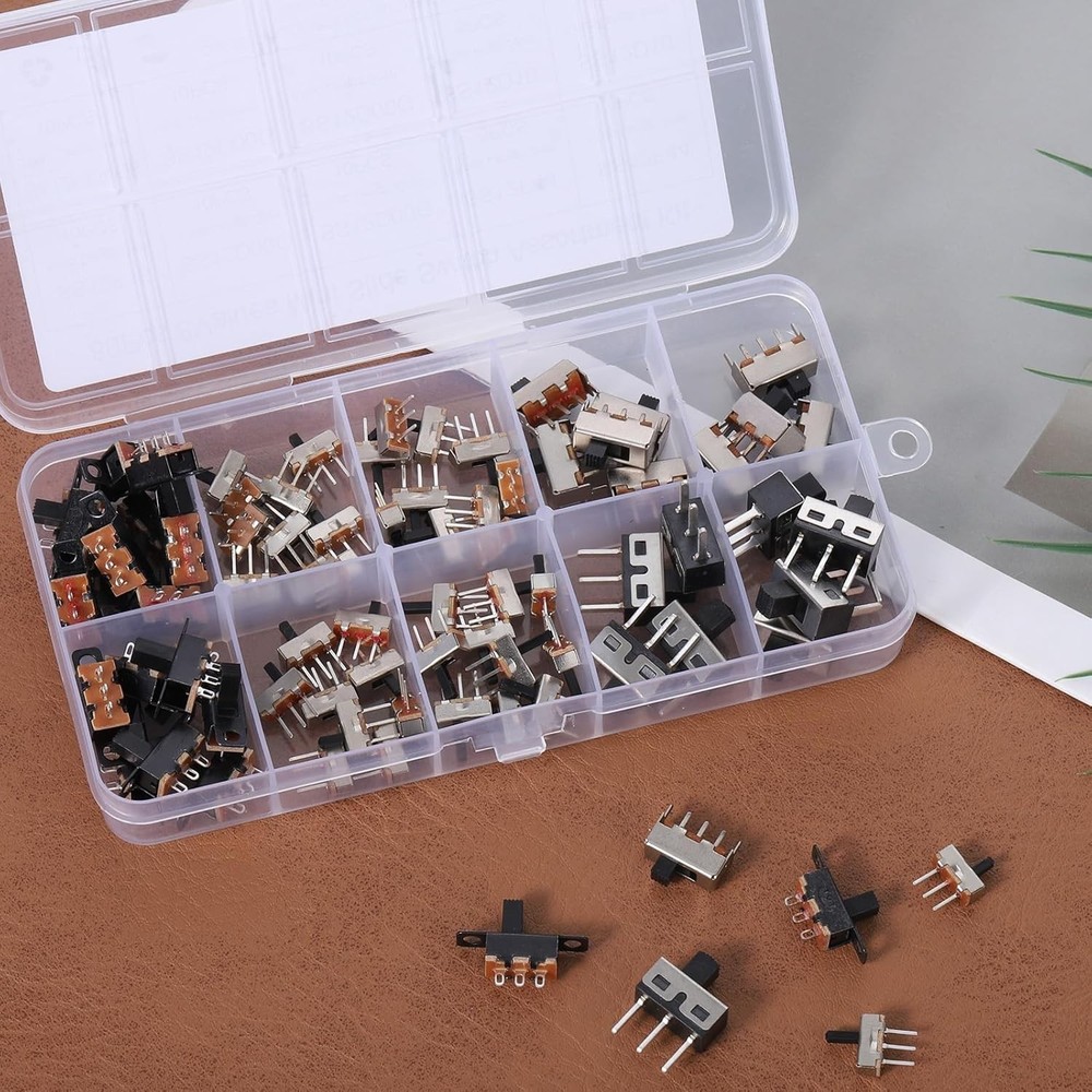 Slide Switch Small Switch, 80PCS Mini Slide Switches 8values Spdt Micro Mini