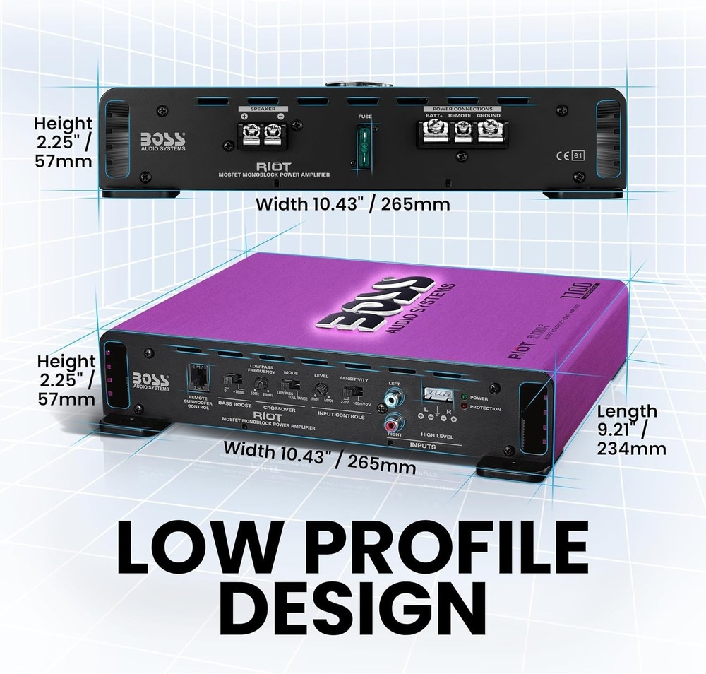 High-Performance Class A/B Car Amplifier - 1100 Watts, Low Pass Crossover