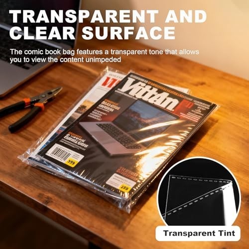 100 Pack Comic Book Bags & Boards - Reusable Storage for Comics, Magazines, Coll