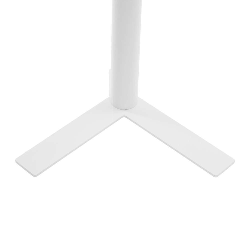 White Iron Round Side Table Modern Couch End Table Nightstand With Y-shaped Base