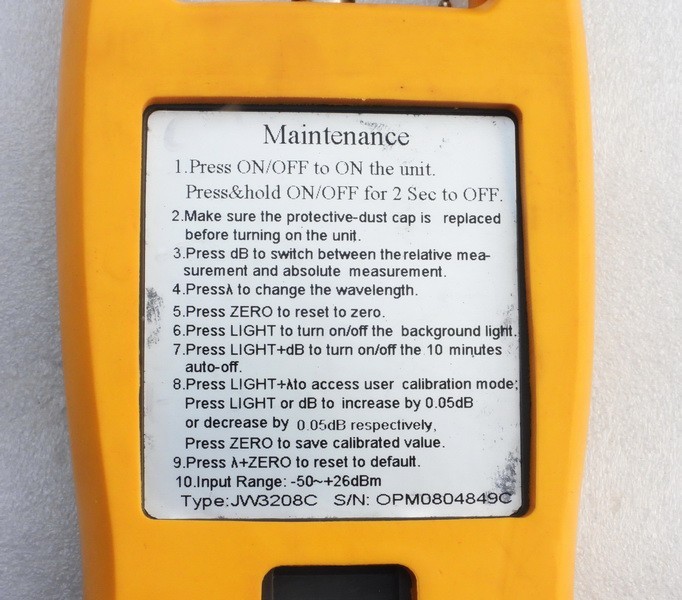 OPTO ELECTRONICS TECH. CO. MODEL JW3208 JOINWIT DIGITAL OPTICAL POWER METER